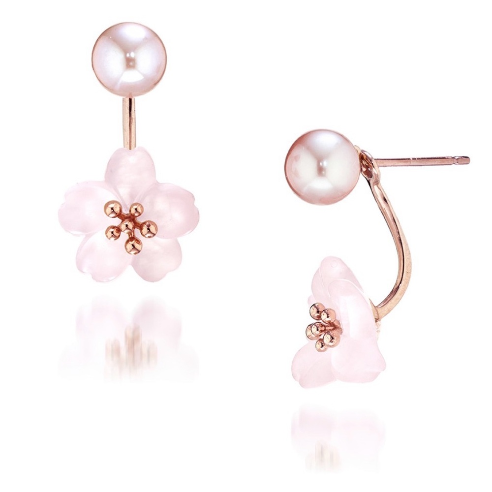 STAR JEWELRY 2026 Valentine Limited 🌸 Sakura Rose K10 Fresh Water Pearl Earrings